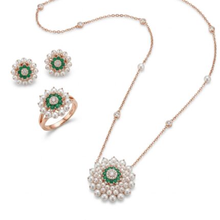18K Gold Diamond Necklace, Earrings & Ring Set - 1.032ct