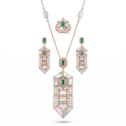18K Gold Diamond Necklace, Earrings & Ring Set - 1.68ct
