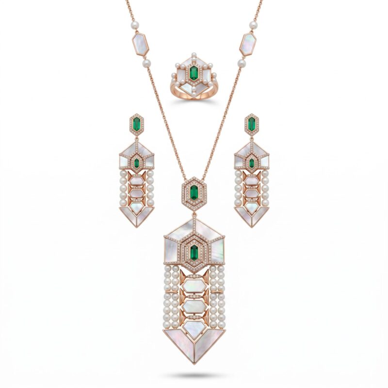 18K Gold Diamond Necklace, Earrings & Ring Set - 1.68ct