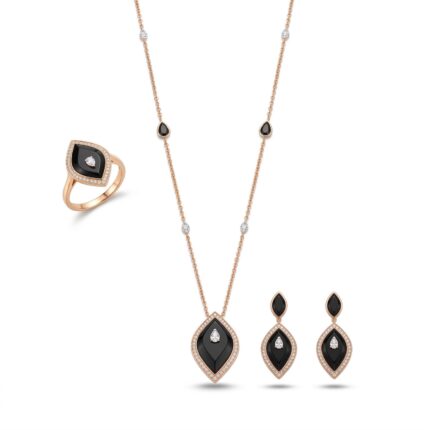 18K Gold Diamond Necklace, Earrings & Ring Set - 1.989ct