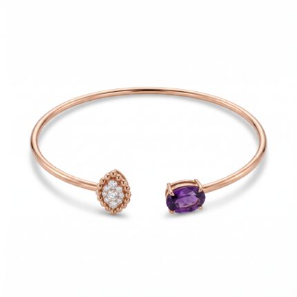 18K Gold Diamond Bangle - 0.17ct 4.63g