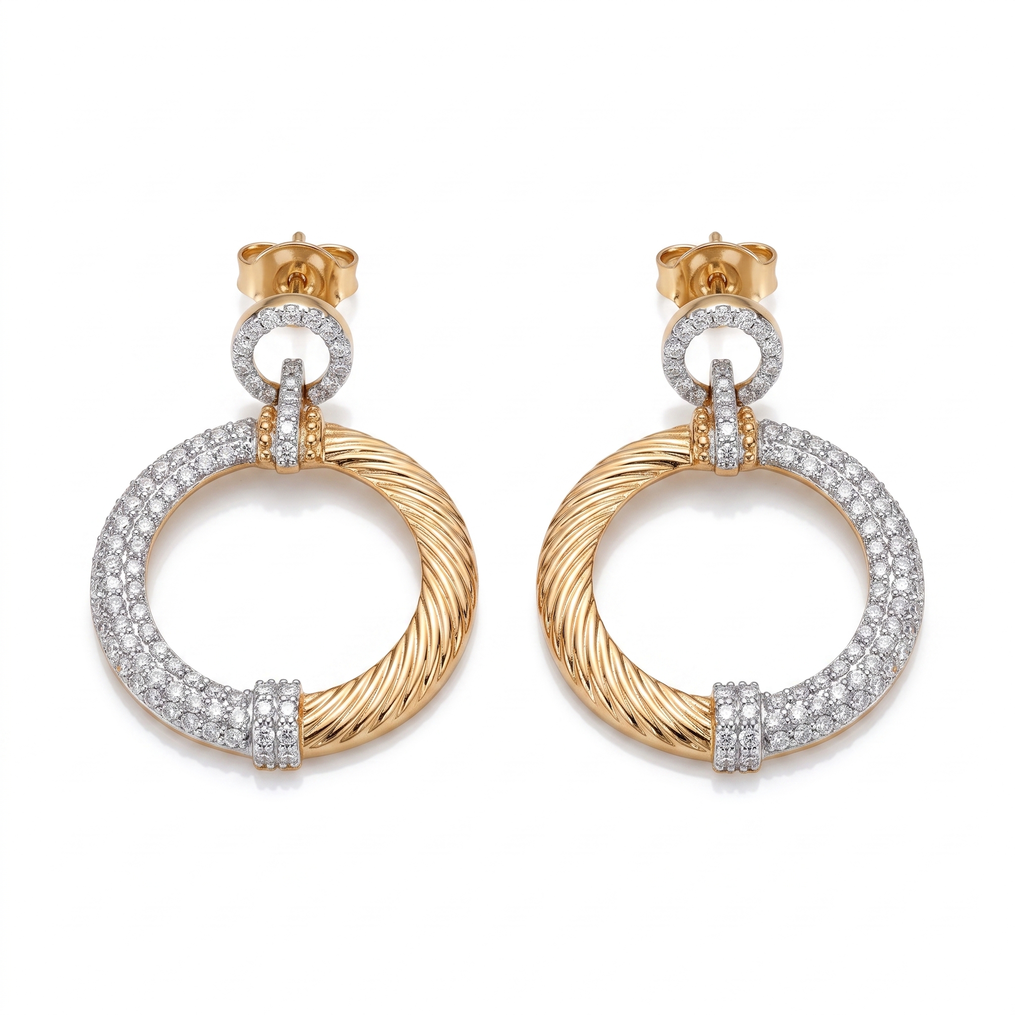 e5407f354e399b58255f3db56c9765c5.jpg 18K Gold Diamond Earrings - 1.45ct 5.16g - Image 1
